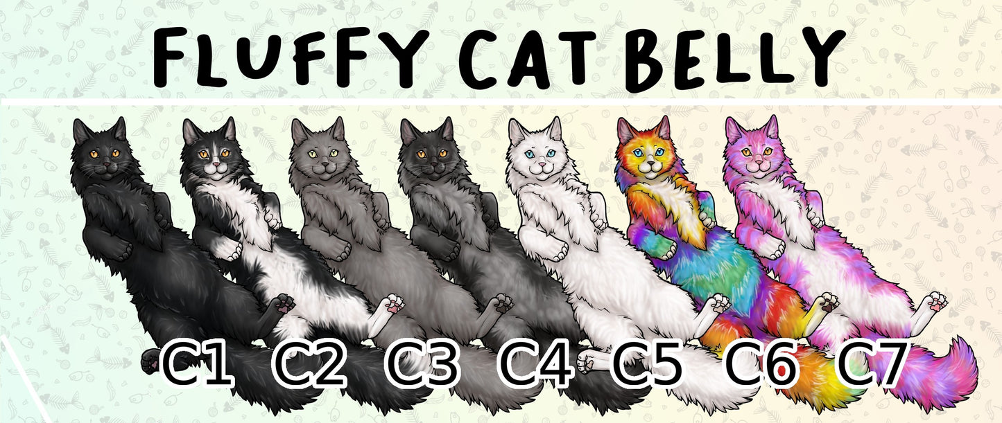 Fluffy Cat Belly Laminated Vinyl Decal Sticker