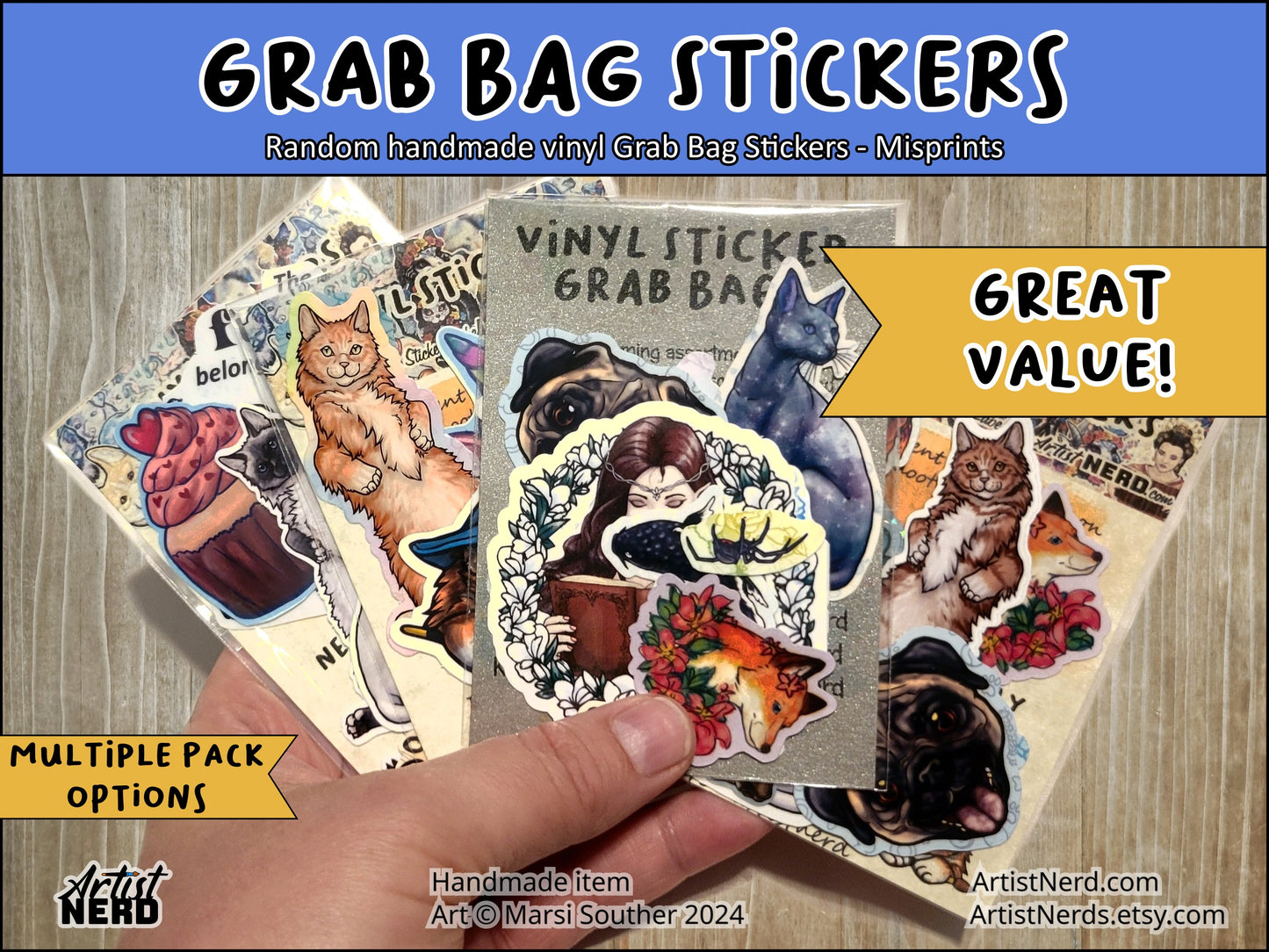 Random Vinyl Sticker Grab Bag Bundle! - Non-Standard sized, Misprints, Prototypes, Discontinued, Imperfect, and other includes Sticker-fetti