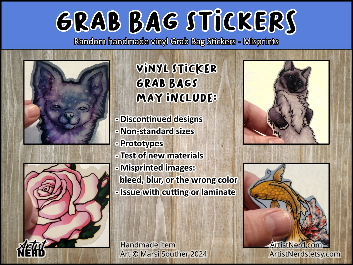 Random Vinyl Sticker Grab Bag Bundle! - Non-Standard sized, Misprints, Prototypes, Discontinued, Imperfect, and other includes Sticker-fetti