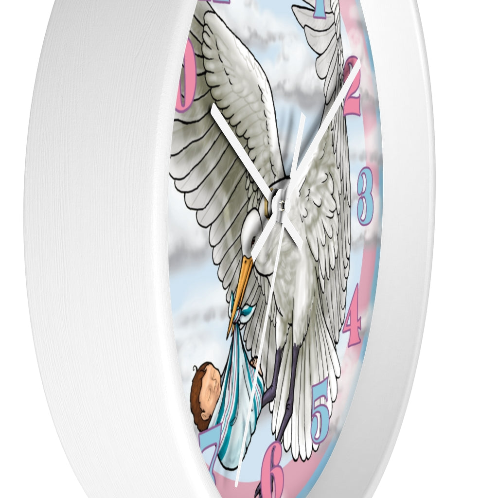 Special Delivery Newborn with Stork Hospital Blanket Baby Burrito Pink and Blue Wall Clock Great for Nursery Child Care Labor and Delivery Nurse Doctor Pediatrician