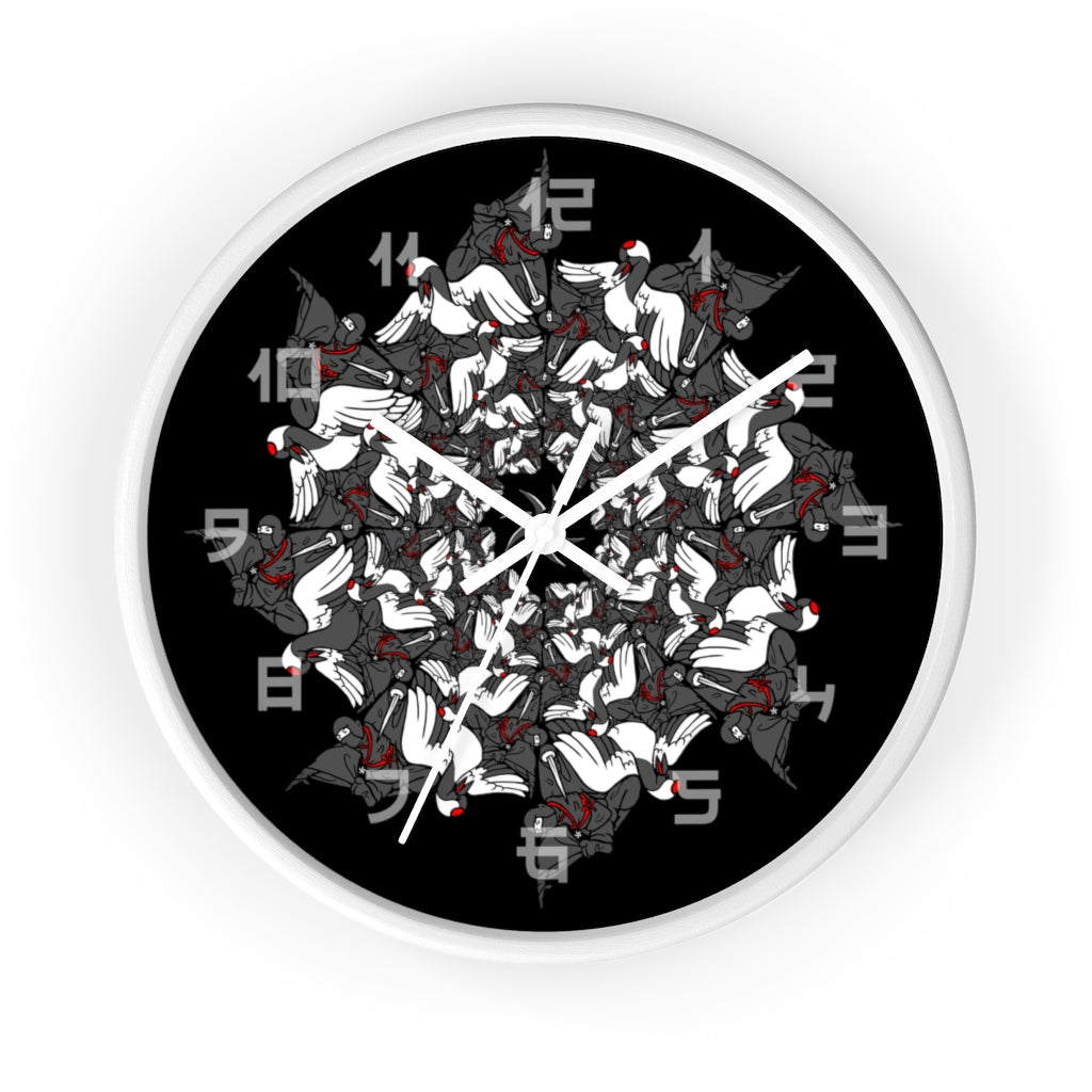 Ninja Crane Shuriken Tessellation Wall Clock