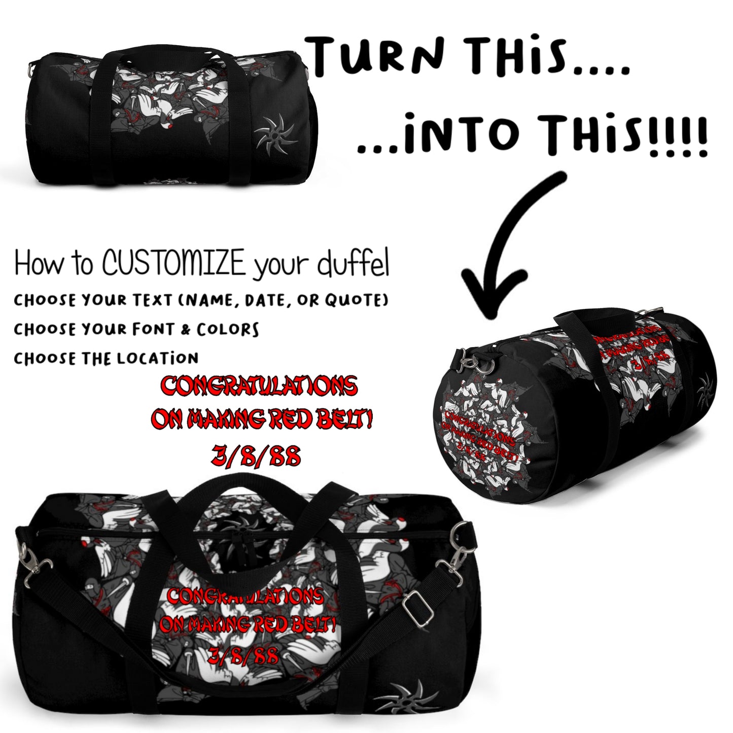 Ninja Crane Shuriken Tessellation Pattern Duffel Bag