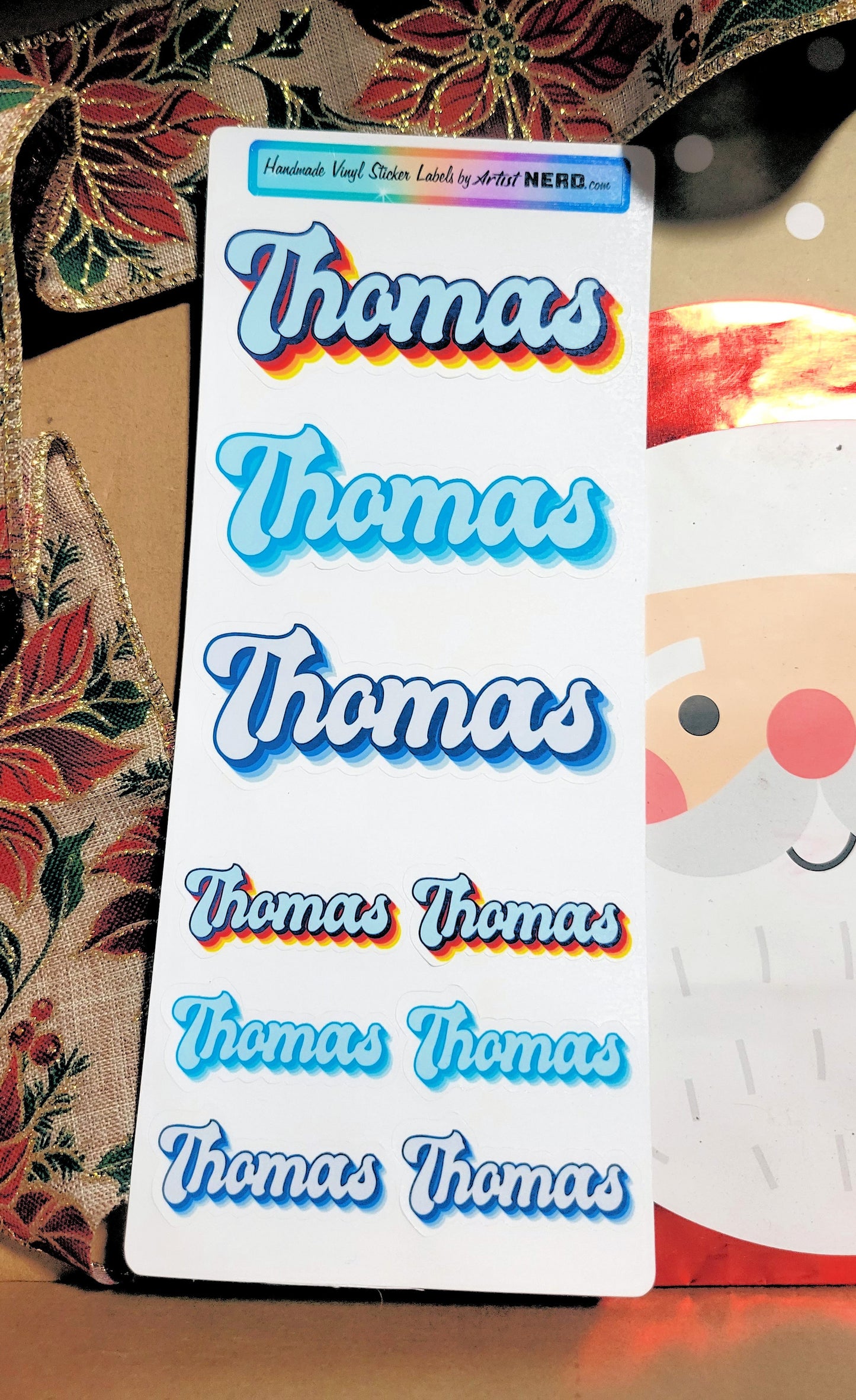 Retro Personalized Name Vinyl Sticker Rainbow Sheet - Choose your size