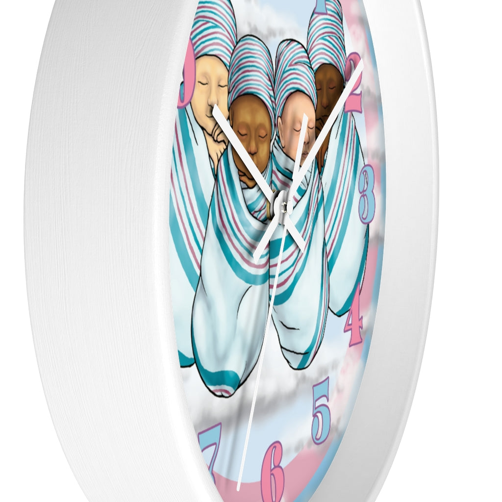 Dreamy 4 Newborn Swaddle Hospital Blanket Baby Burrito Pink and Blue Wall Clock Great for Nursery Child Care Labor and Delivery Nurse Doctor Pediatrician