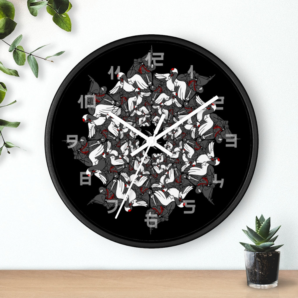 Ninja Crane Shuriken Tessellation Wall Clock