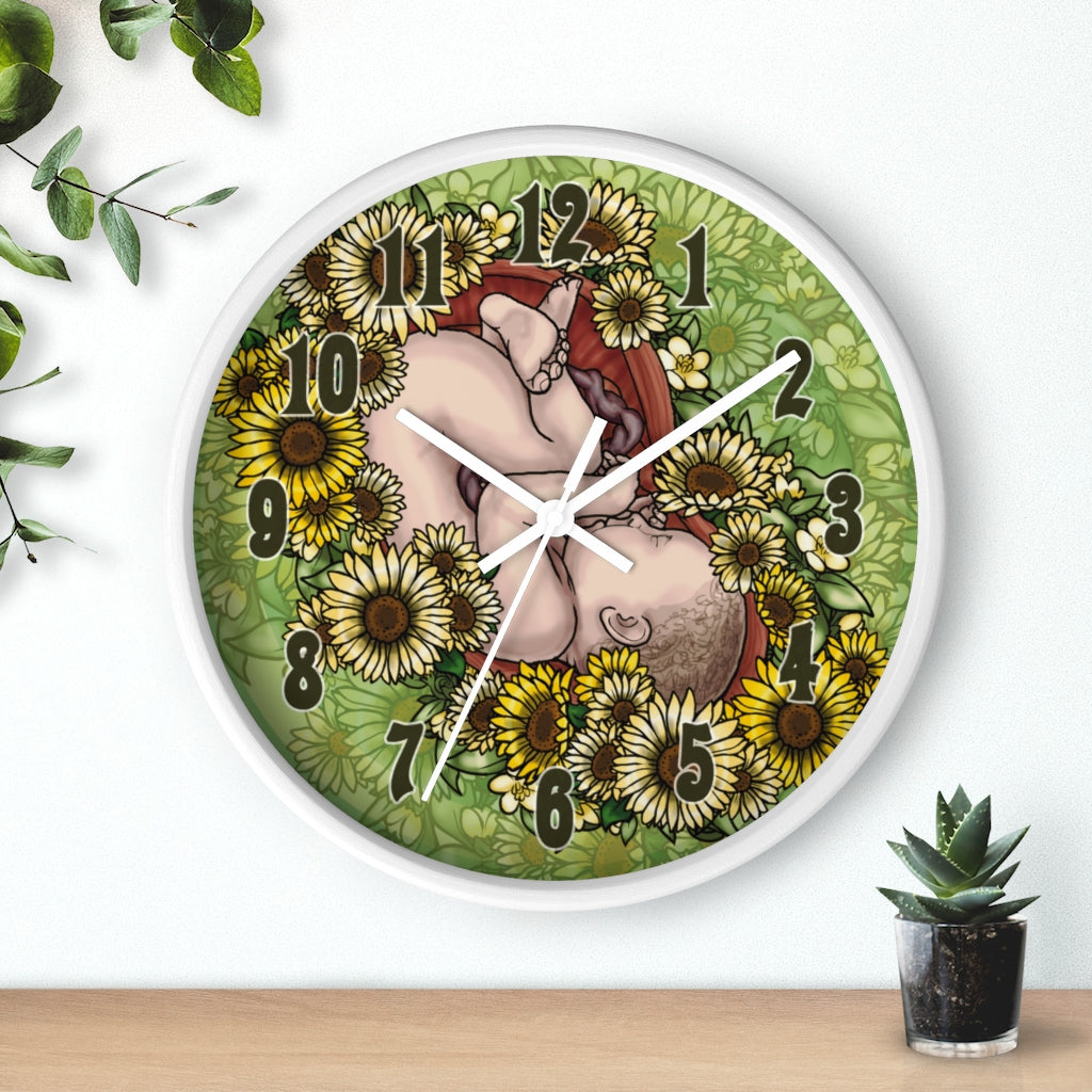 Cream Sunflower Fetus Precious Growing Life Wall Clock Great for Nursery Child Care Labor and Delivery Nurse Doctor Pediatrician