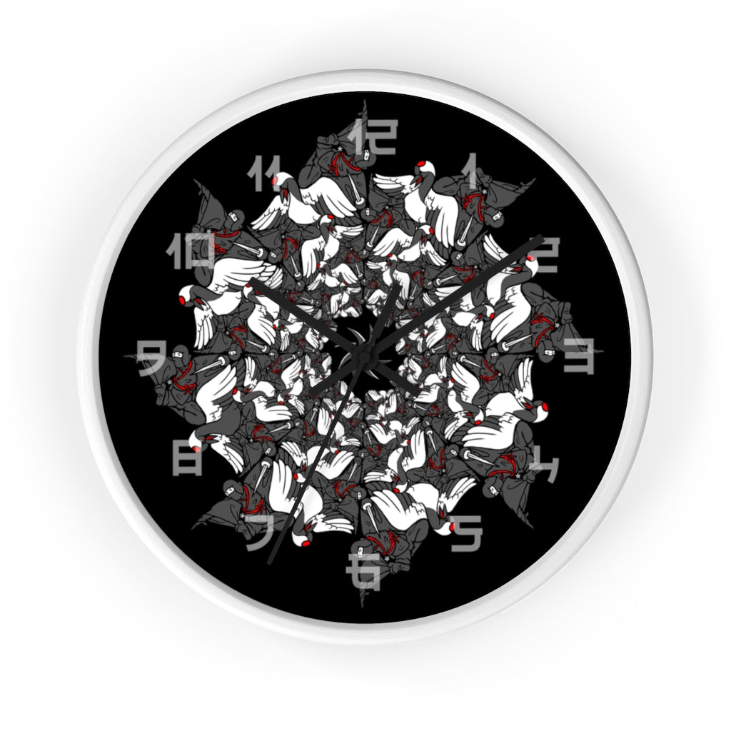 Ninja Crane Shuriken Tessellation Wall Clock