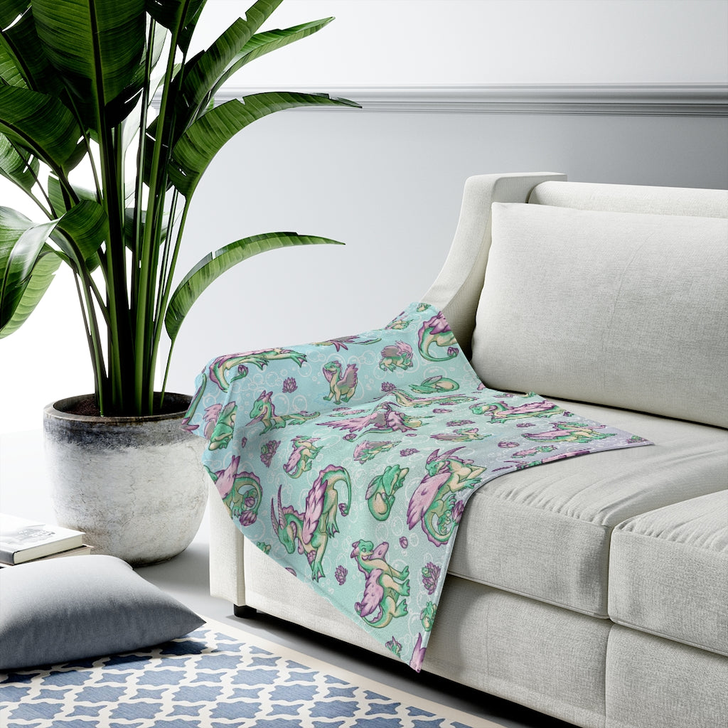 Lolipond Velveteen Plush Blanket Pastel Rainbow Bubbles