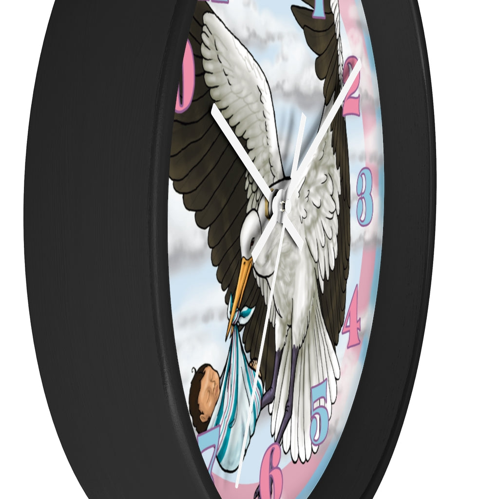 Special Delivery Newborn with Stork Hospital Blanket Baby Burrito Pink and Blue Wall Clock Great for Nursery Child Care Labor and Delivery Nurse Doctor Pediatrician