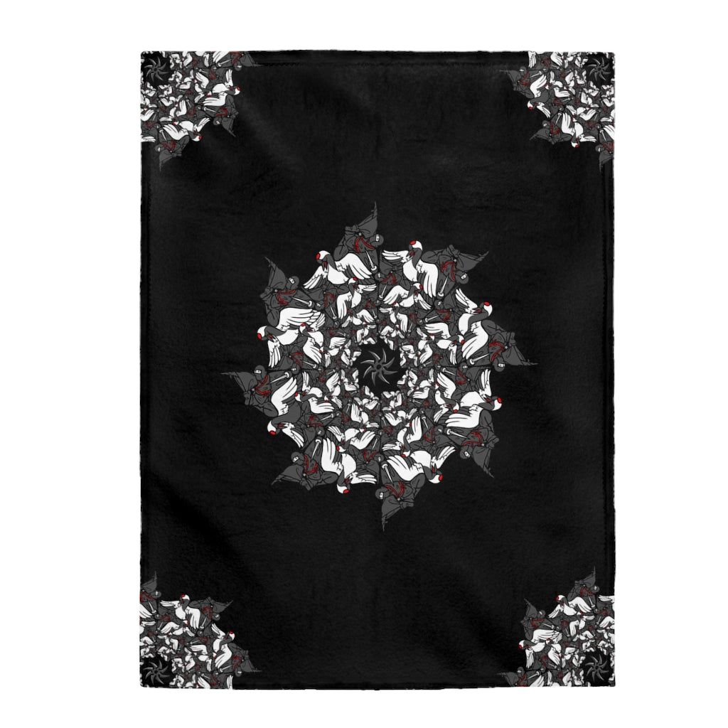 Ninja Crane Shuriken Tessellation Pattern Velveteen Plush Blanket