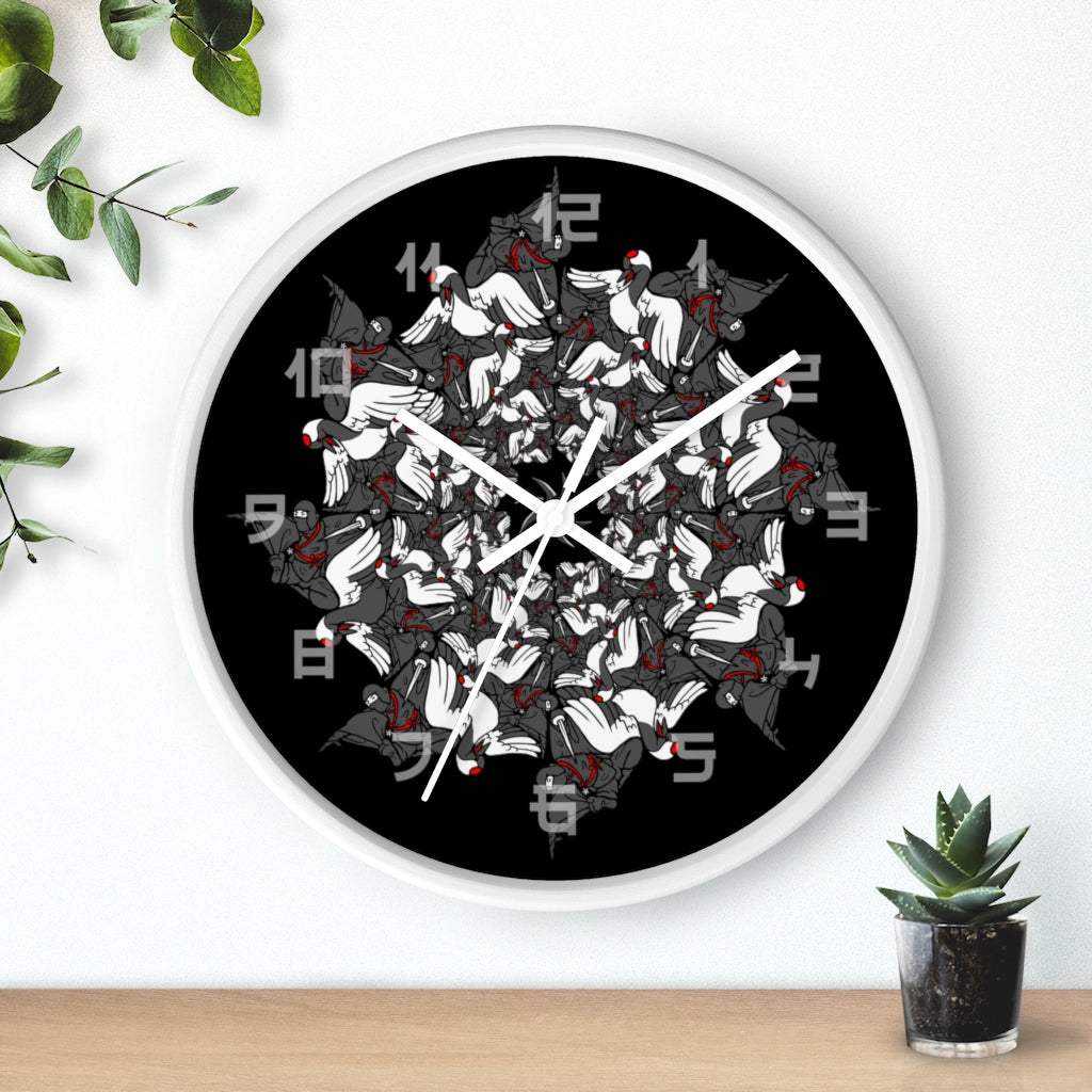 Ninja Crane Shuriken Tessellation Wall Clock