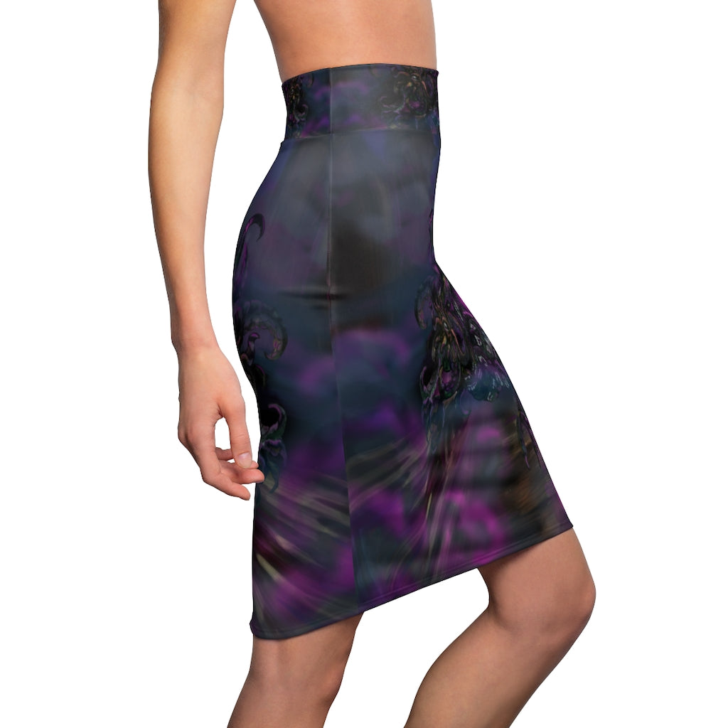 Lovecraft Punk Hound Pencil Skirt