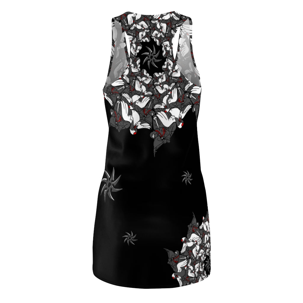 Ninja Crane Shuriken Tessellation Pattern Racerback Dress