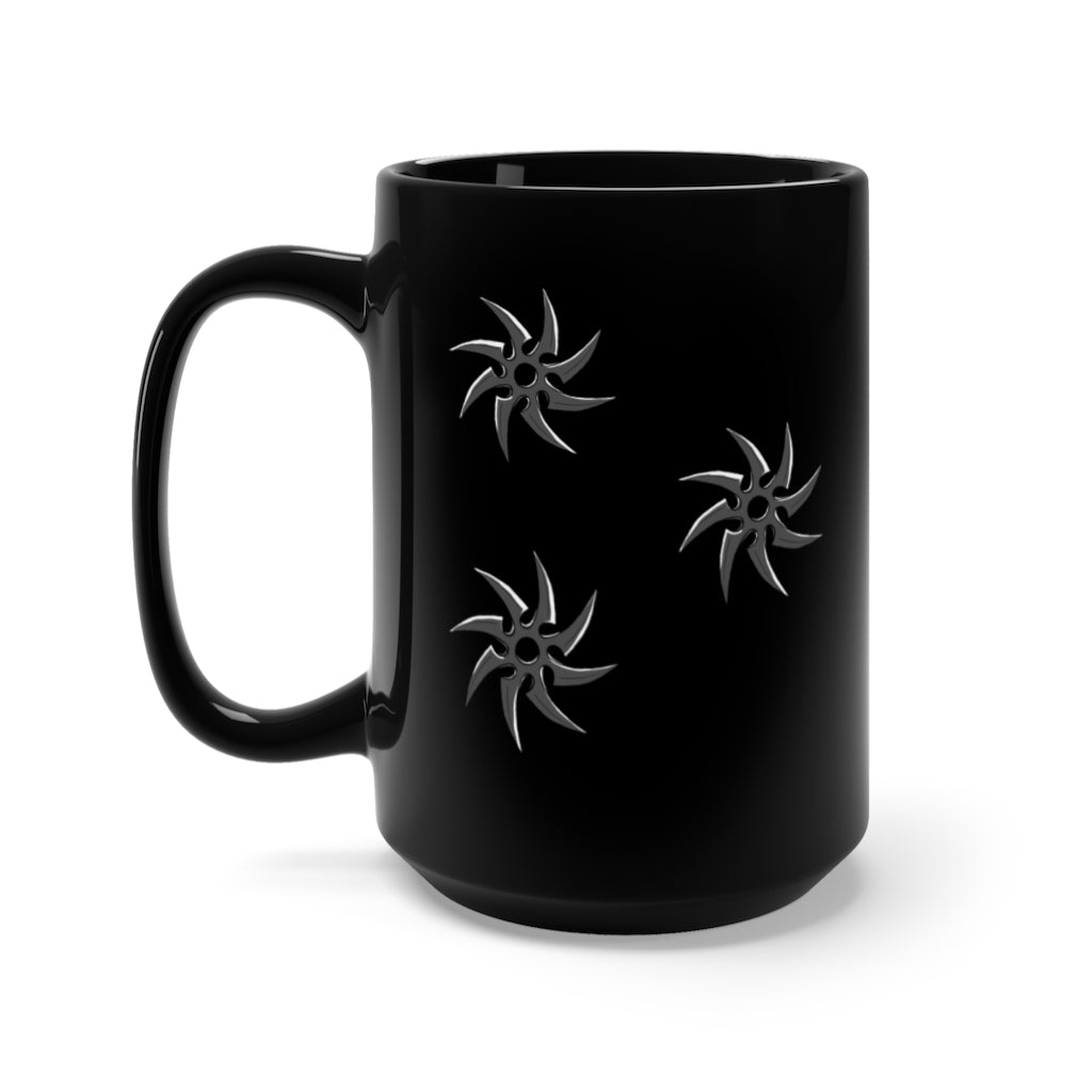 Ninja Crane Shuriken Tessellation Pattern Black Ceramic Mug 15oz