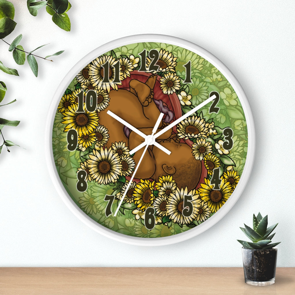 Chocolate Sunflower Fetus Precious Growing Life Wall Clock Great for Nursery Child Care Labor and Delivery Nurse Doctor Pediatrician