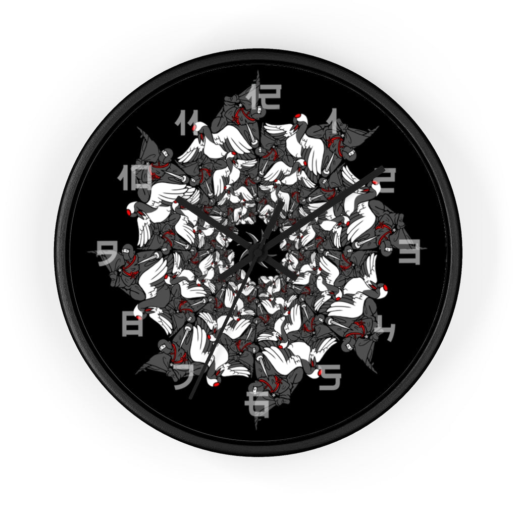 Ninja Crane Shuriken Tessellation Wall Clock