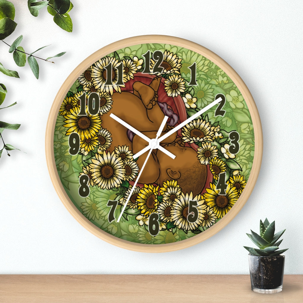 Chocolate Sunflower Fetus Precious Growing Life Wall Clock Great for Nursery Child Care Labor and Delivery Nurse Doctor Pediatrician