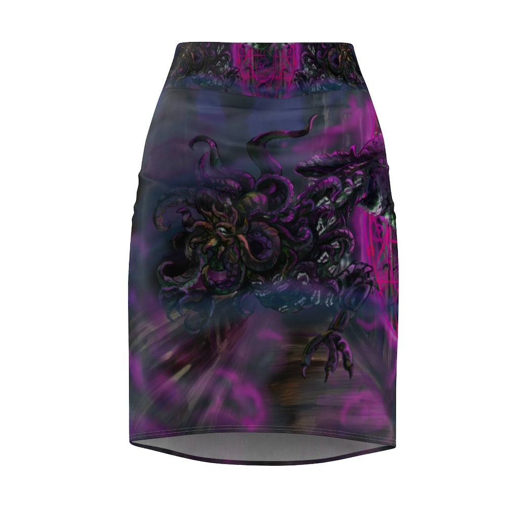 Lovecraft Punk Hound Pencil Skirt