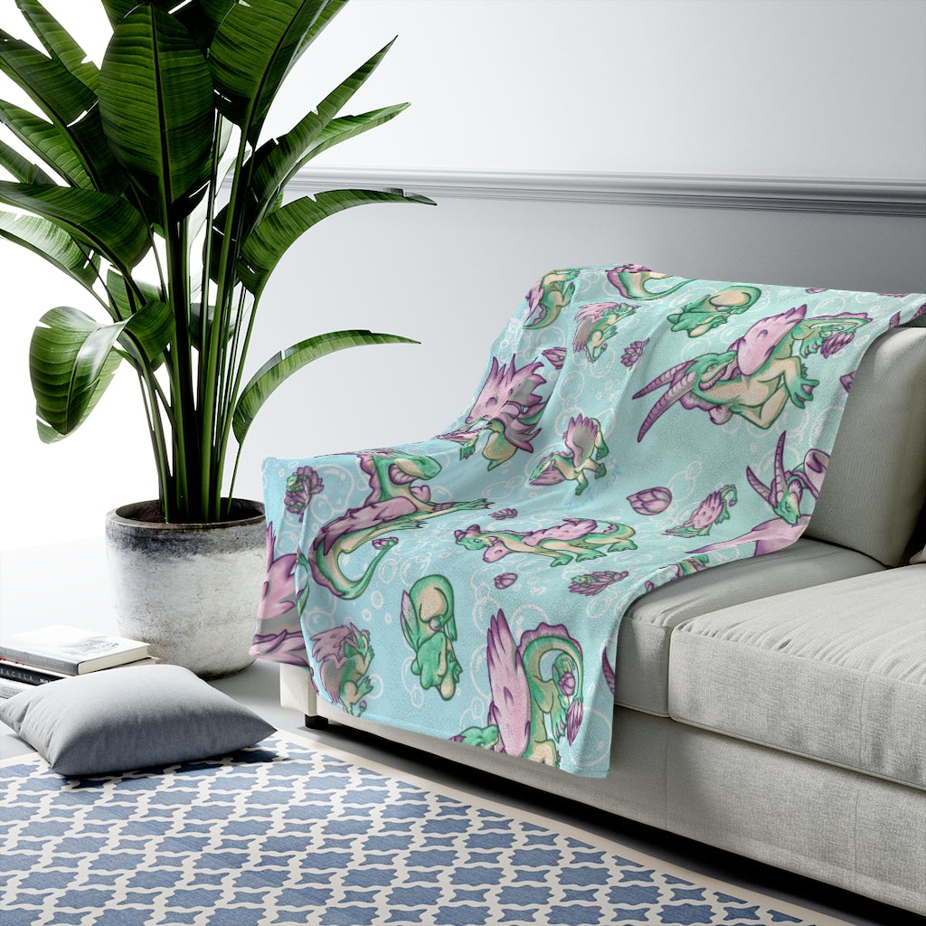 Lolipond Velveteen Plush Blanket Pastel Rainbow Bubbles