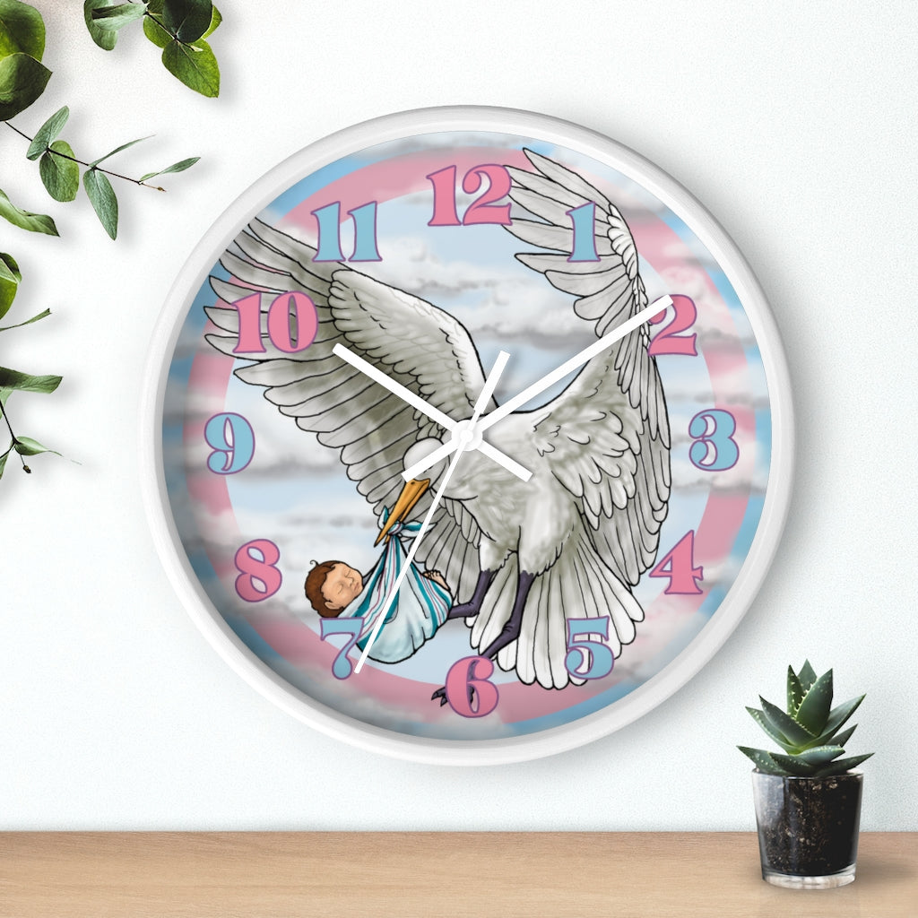 Special Delivery Newborn with Stork Hospital Blanket Baby Burrito Pink and Blue Wall Clock Great for Nursery Child Care Labor and Delivery Nurse Doctor Pediatrician