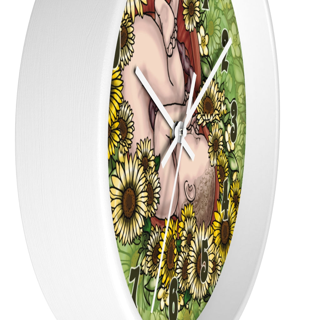 Cream Sunflower Fetus Precious Growing Life Wall Clock Great for Nursery Child Care Labor and Delivery Nurse Doctor Pediatrician