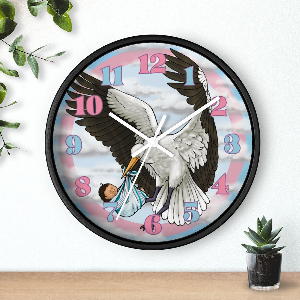 Special Delivery Newborn with Stork Hospital Blanket Baby Burrito Pink and Blue Wall Clock Great for Nursery Child Care Labor and Delivery Nurse Doctor Pediatrician