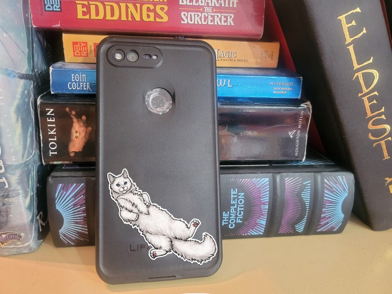 Custom Stickers Fluffy Cat Belly Laminated Vinyl with Digital Art File