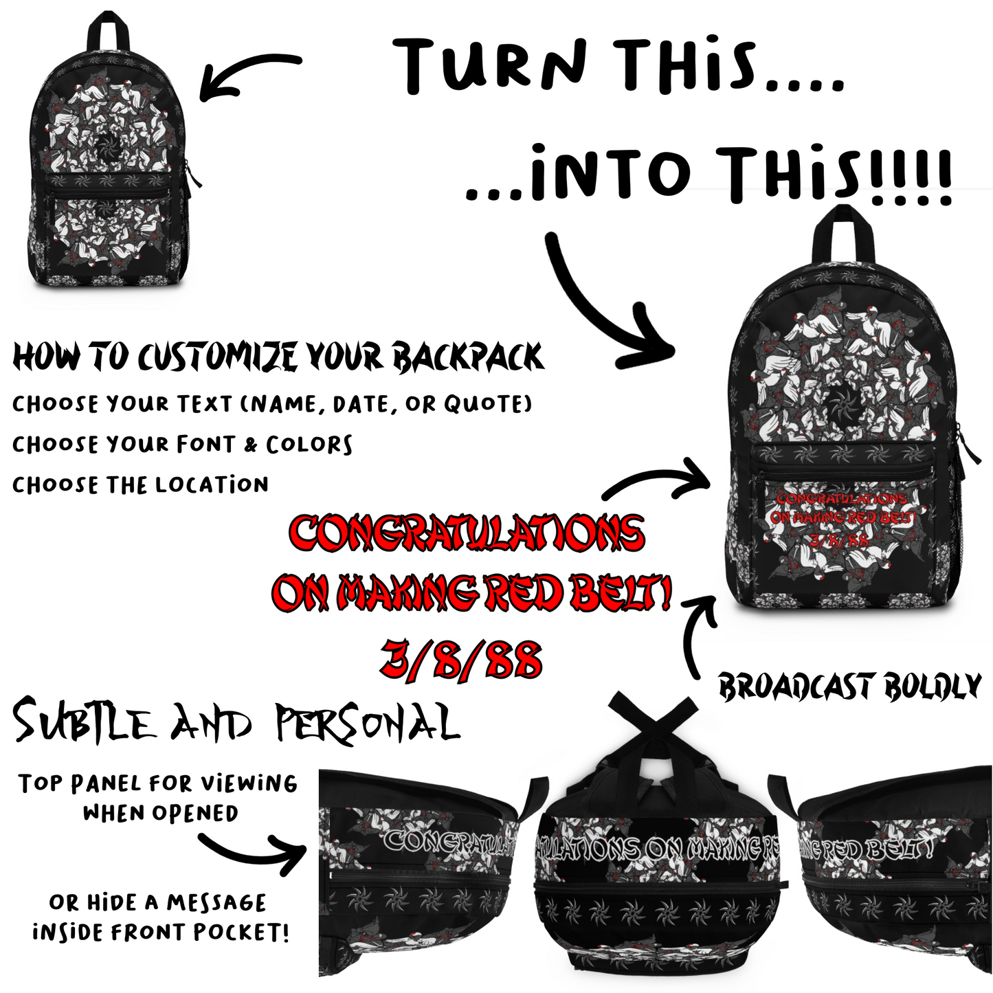 Ninja Crane Shuriken Tessellation Pattern Backpack