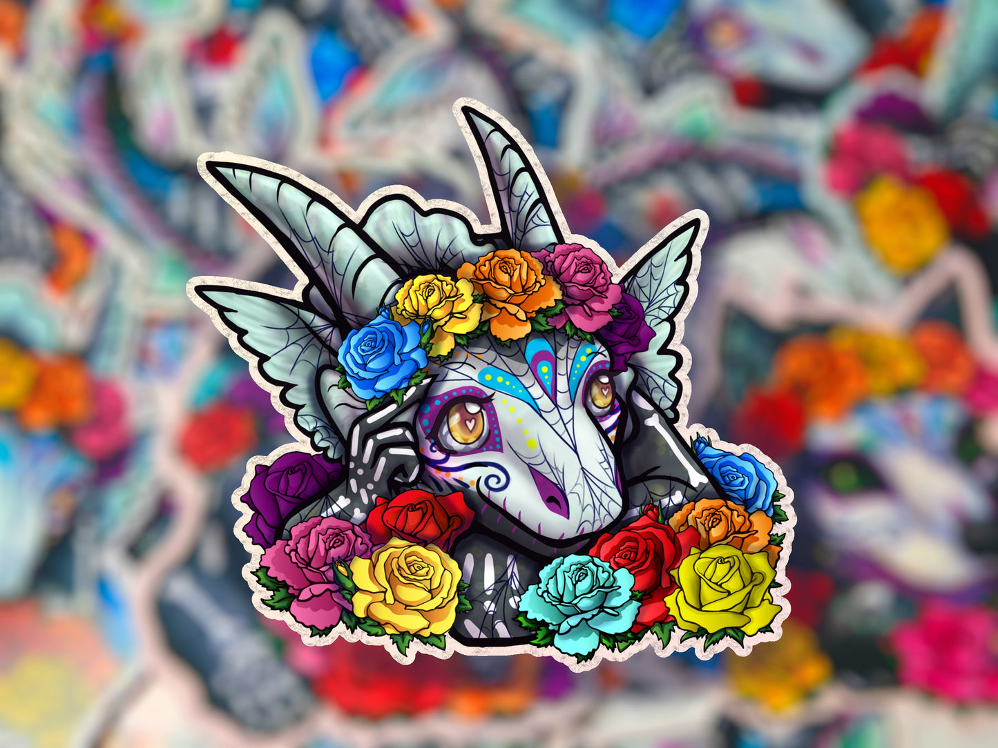 Sugar Skull Dragon Lolipond Waterproof Laminated Vinyl Stickers Día de los Muertos | Day of the Dead