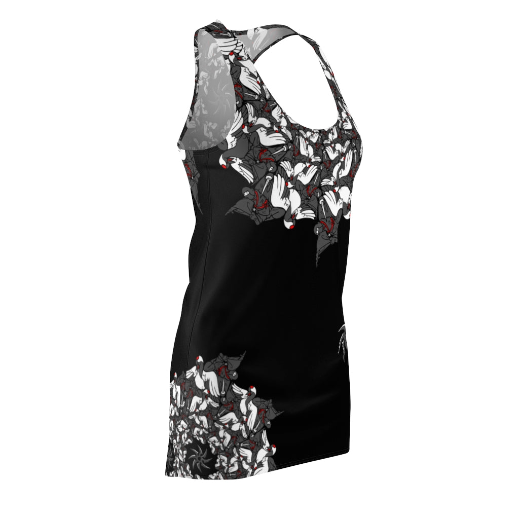Ninja Crane Shuriken Tessellation Pattern Racerback Dress