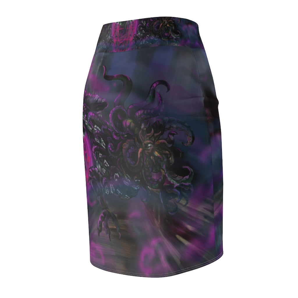 Lovecraft Punk Hound Pencil Skirt