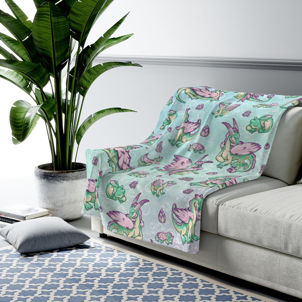 Lolipond Velveteen Plush Blanket Pastel Rainbow Bubbles