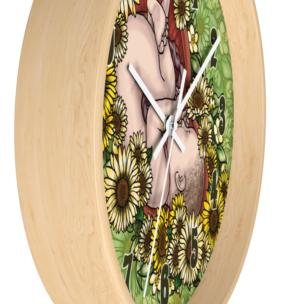 Cream Sunflower Fetus Precious Growing Life Wall Clock Great for Nursery Child Care Labor and Delivery Nurse Doctor Pediatrician