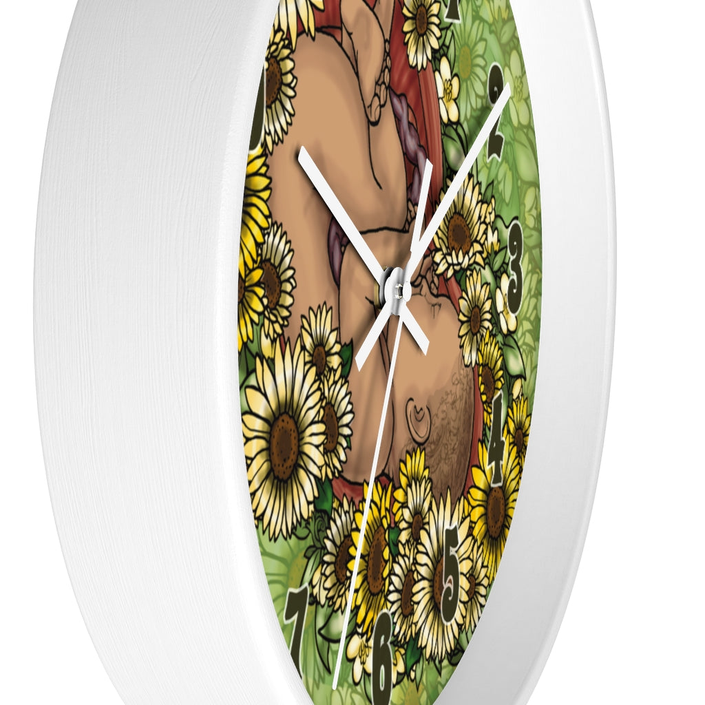 Caramel Sunflower Fetus Precious Growing Life Wall Clock Great for Nursery Child Care Labor and Delivery Nurse Doctor Pediatrician