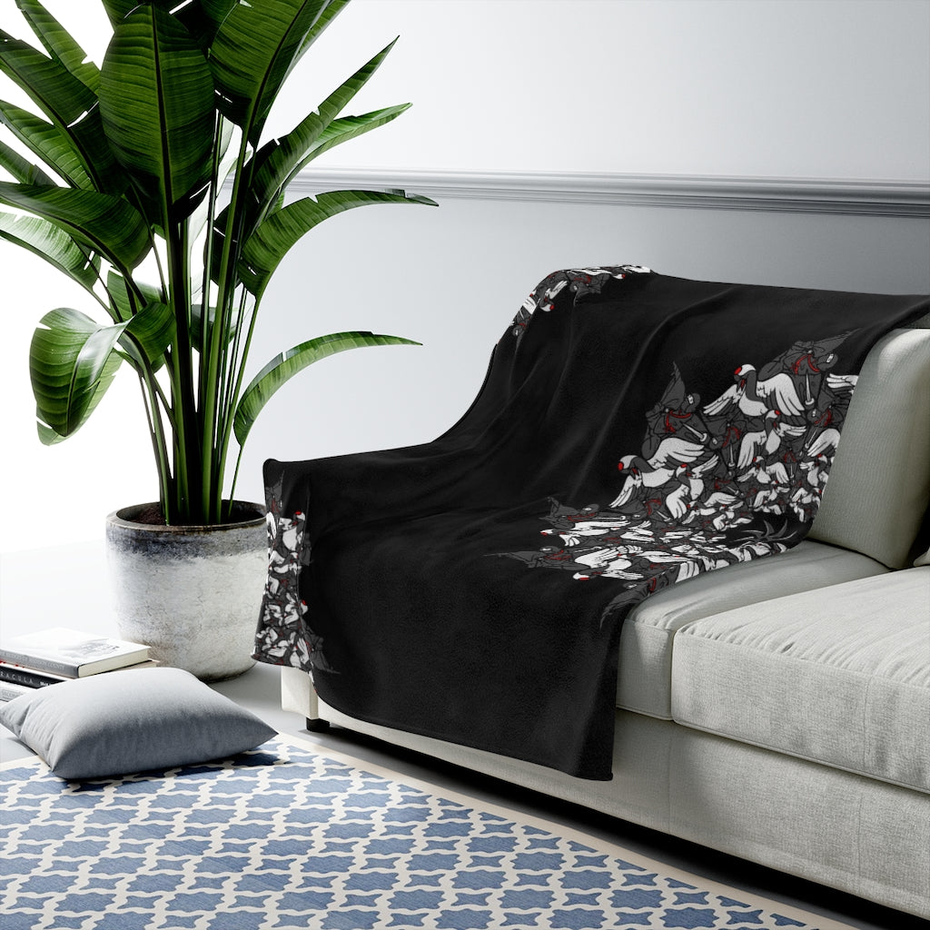 Ninja Crane Shuriken Tessellation Pattern Velveteen Plush Blanket