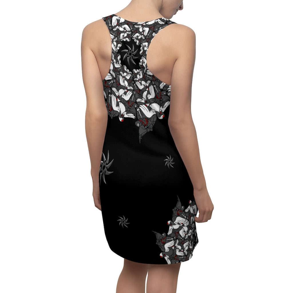 Ninja Crane Shuriken Tessellation Pattern Racerback Dress