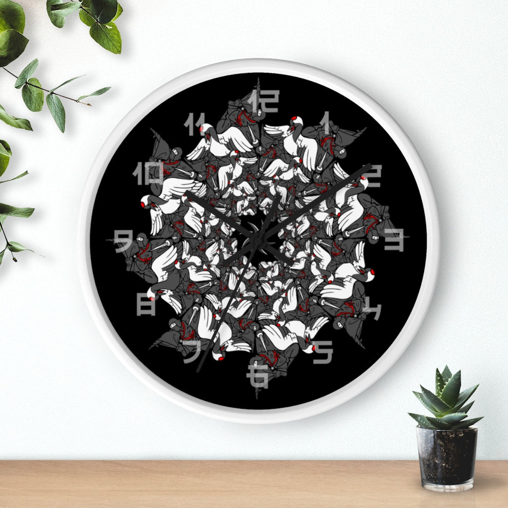 Ninja Crane Shuriken Tessellation Wall Clock