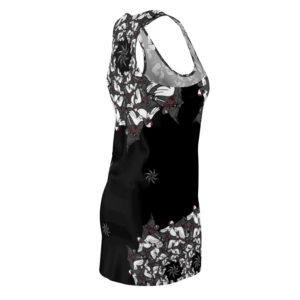 Ninja Crane Shuriken Tessellation Pattern Racerback Dress
