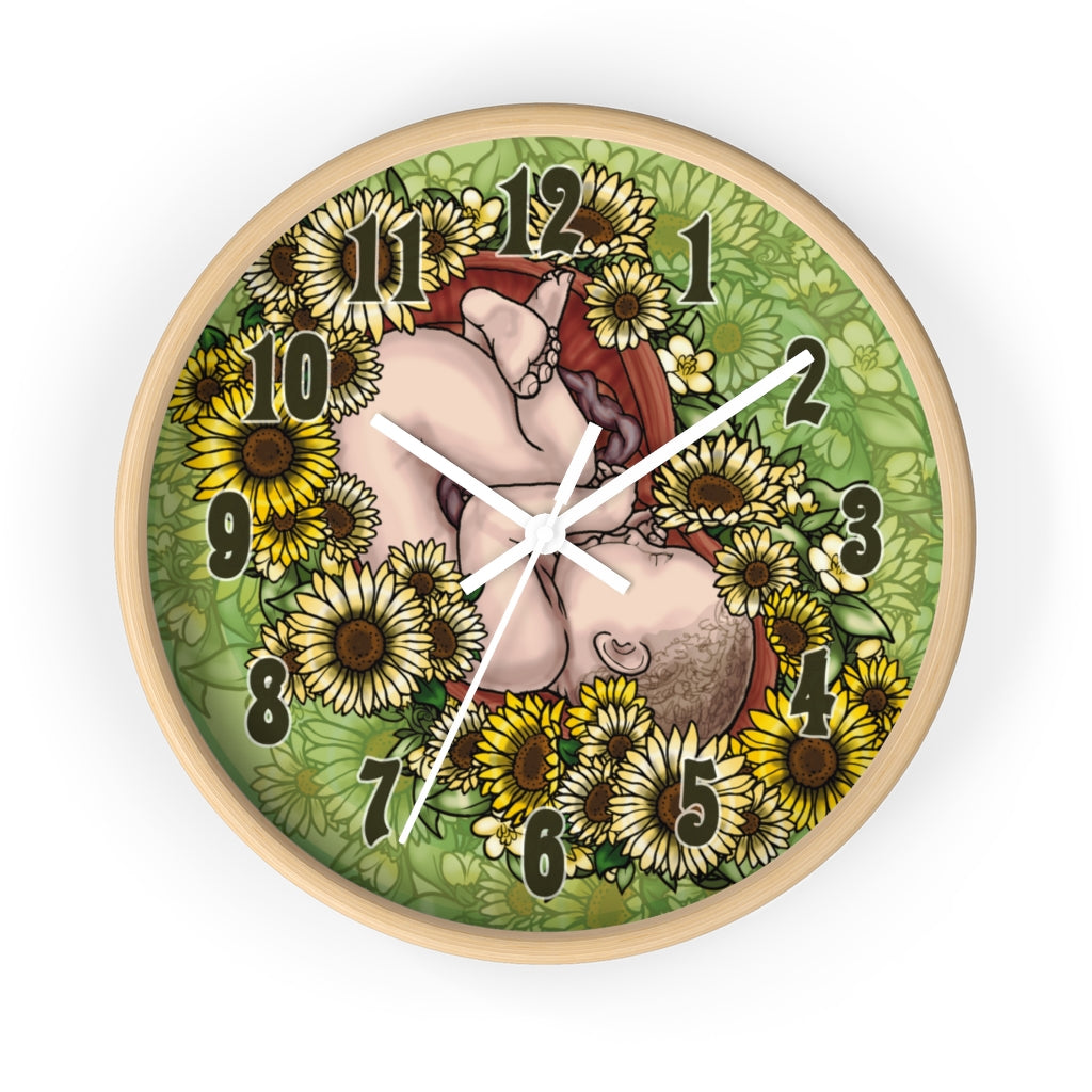 Cream Sunflower Fetus Precious Growing Life Wall Clock Great for Nursery Child Care Labor and Delivery Nurse Doctor Pediatrician