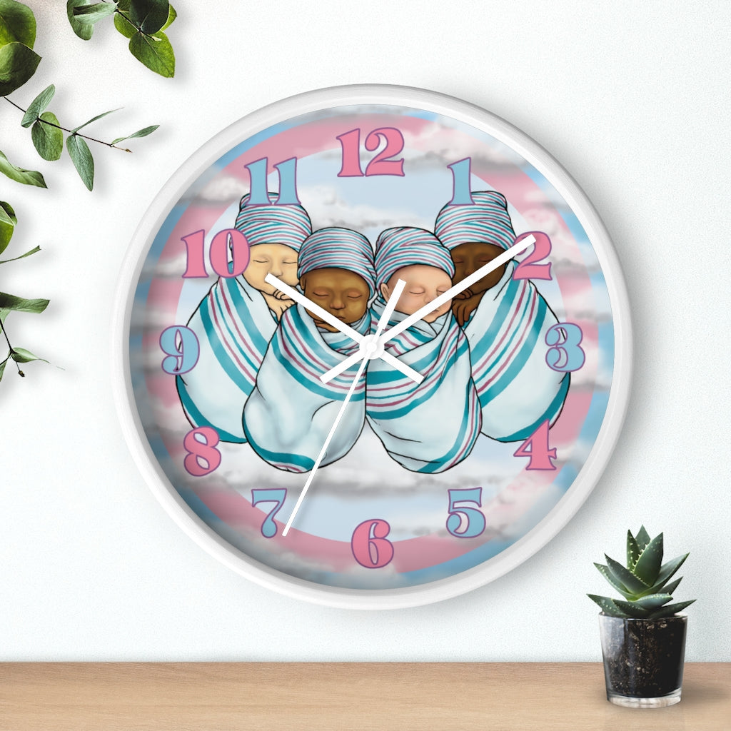 Dreamy 4 Newborn Swaddle Hospital Blanket Baby Burrito Pink and Blue Wall Clock Great for Nursery Child Care Labor and Delivery Nurse Doctor Pediatrician