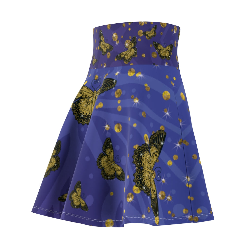 Gold Glitter Butterfly on Midnight Skater Skirt