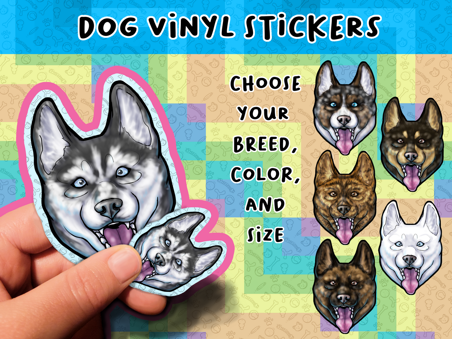 Dog Vinyl Stickers 2 inch or 3.5 inch Enthusiasm Waterproof Laminated Corgi Huskey Lab