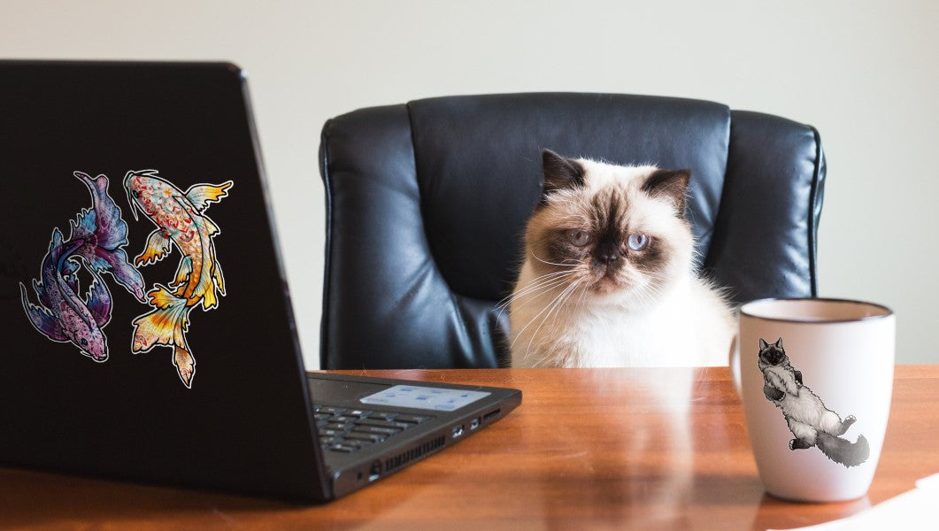 Custom Stickers Fluffy Cat Belly Laminated Vinyl with Digital Art File