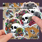 Skull Floral Roses Vinyl Sticker