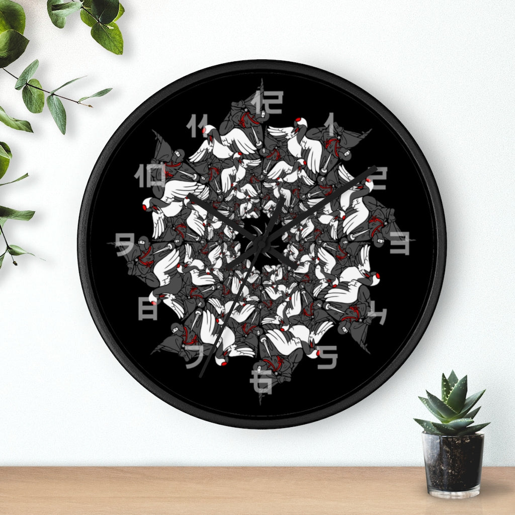 Ninja Crane Shuriken Tessellation Wall Clock