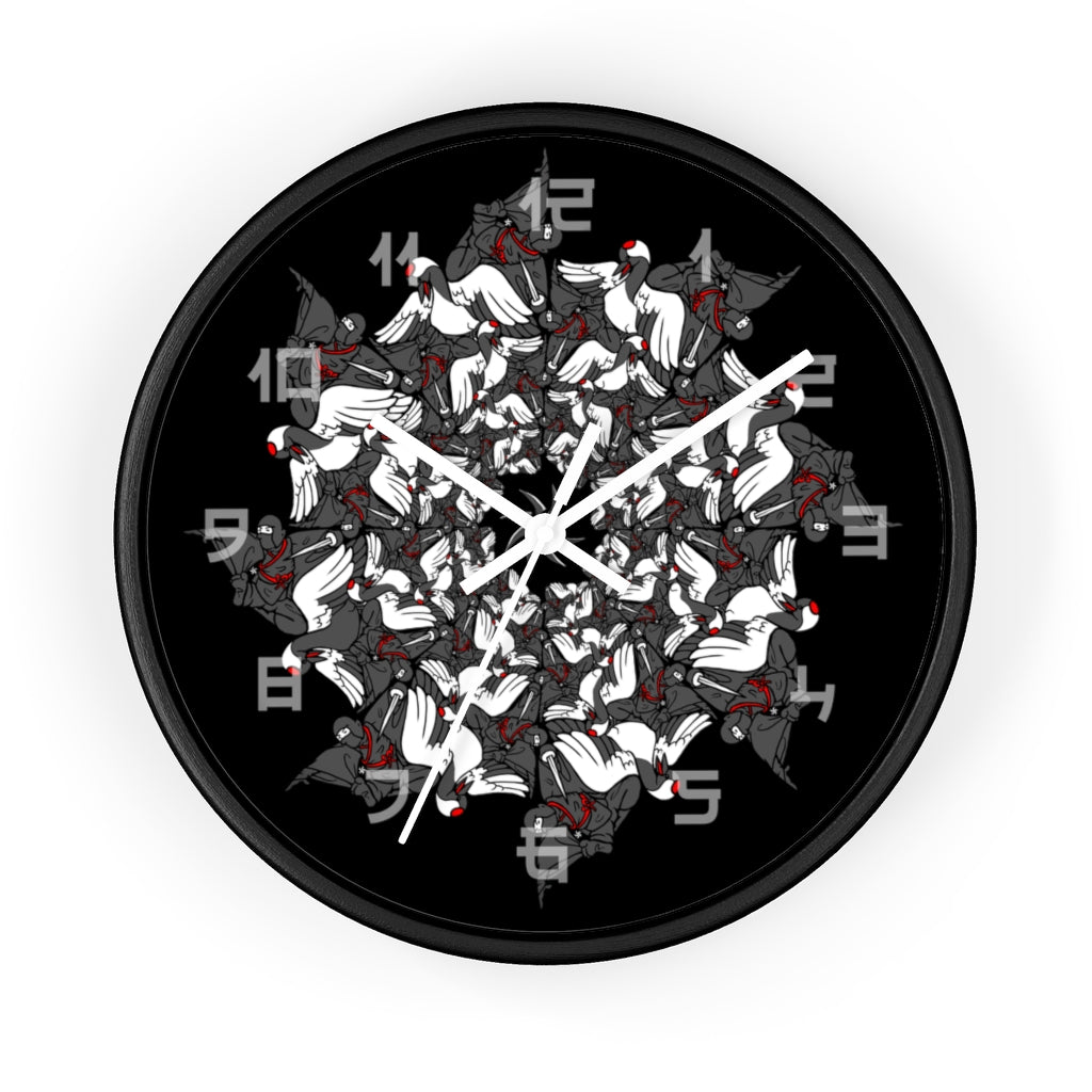 Ninja Crane Shuriken Tessellation Wall Clock