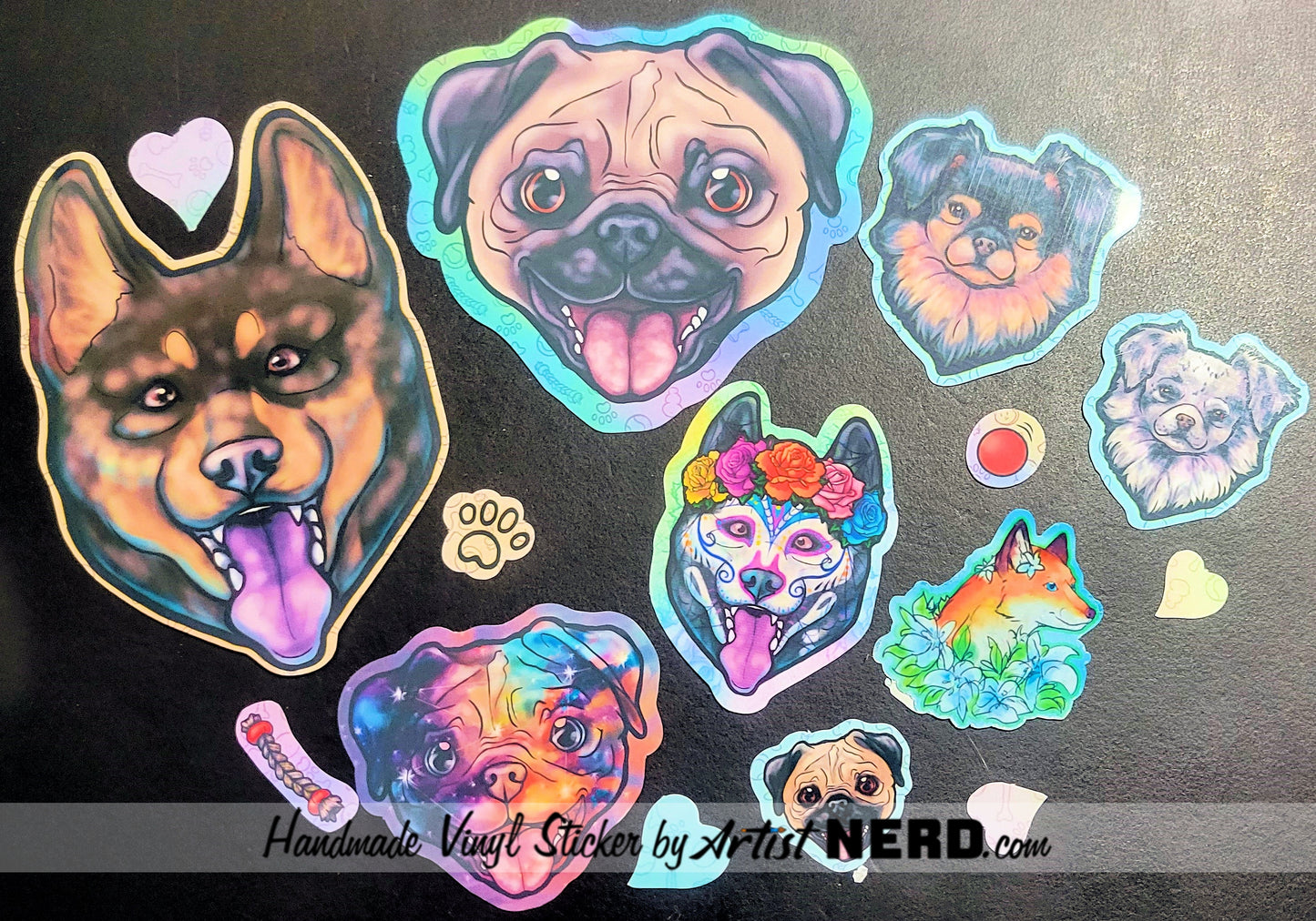 Random Themed Vinyl Sticker Grab - Cat, Dog or Sugar Skull - Non-Standard sized, Misprints, Discontinued, Imperfect, and other includes Sticker-fetti