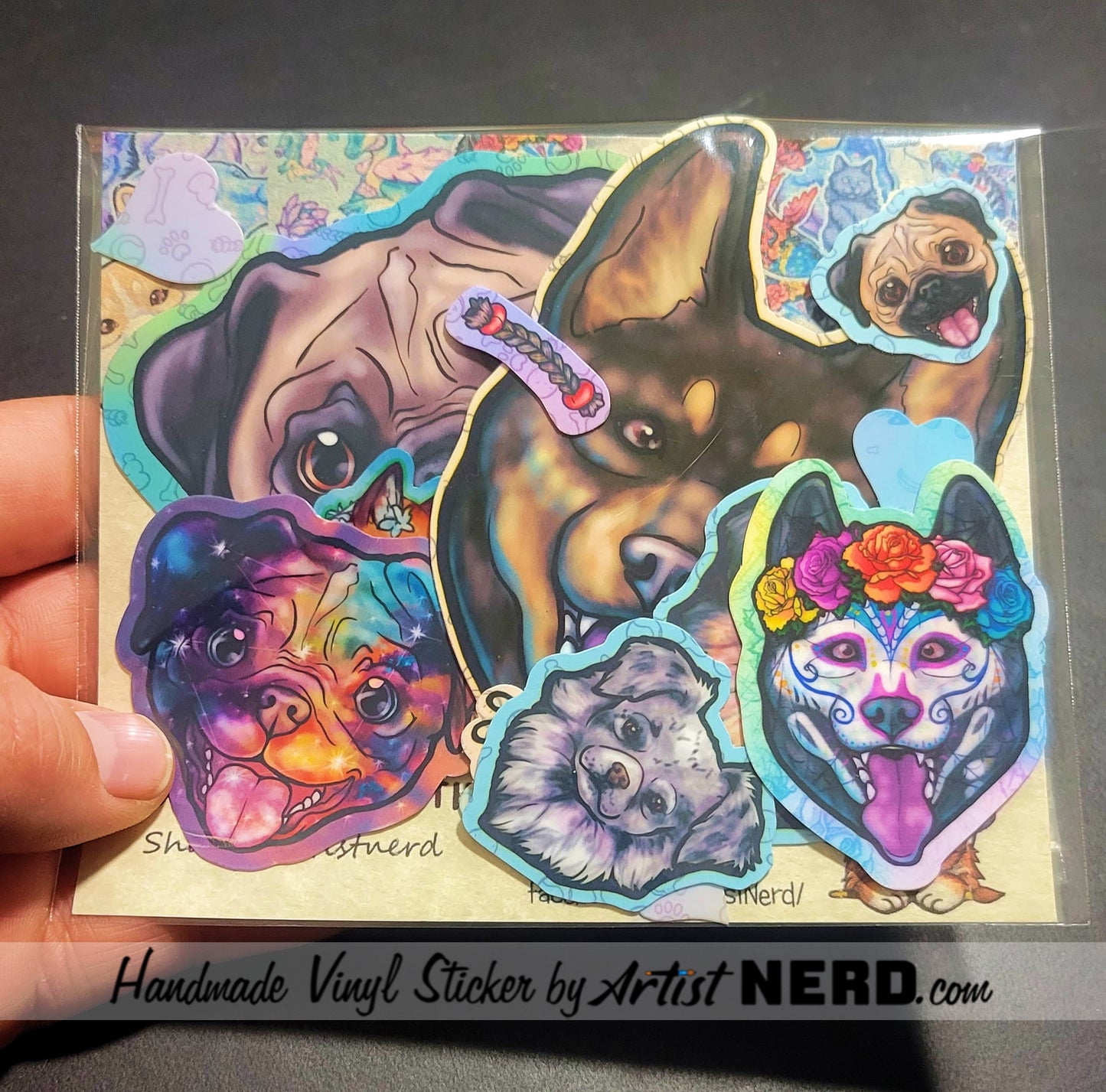 Random Themed Vinyl Sticker Grab - Cat, Dog or Sugar Skull - Non-Standard sized, Misprints, Discontinued, Imperfect, and other includes Sticker-fetti