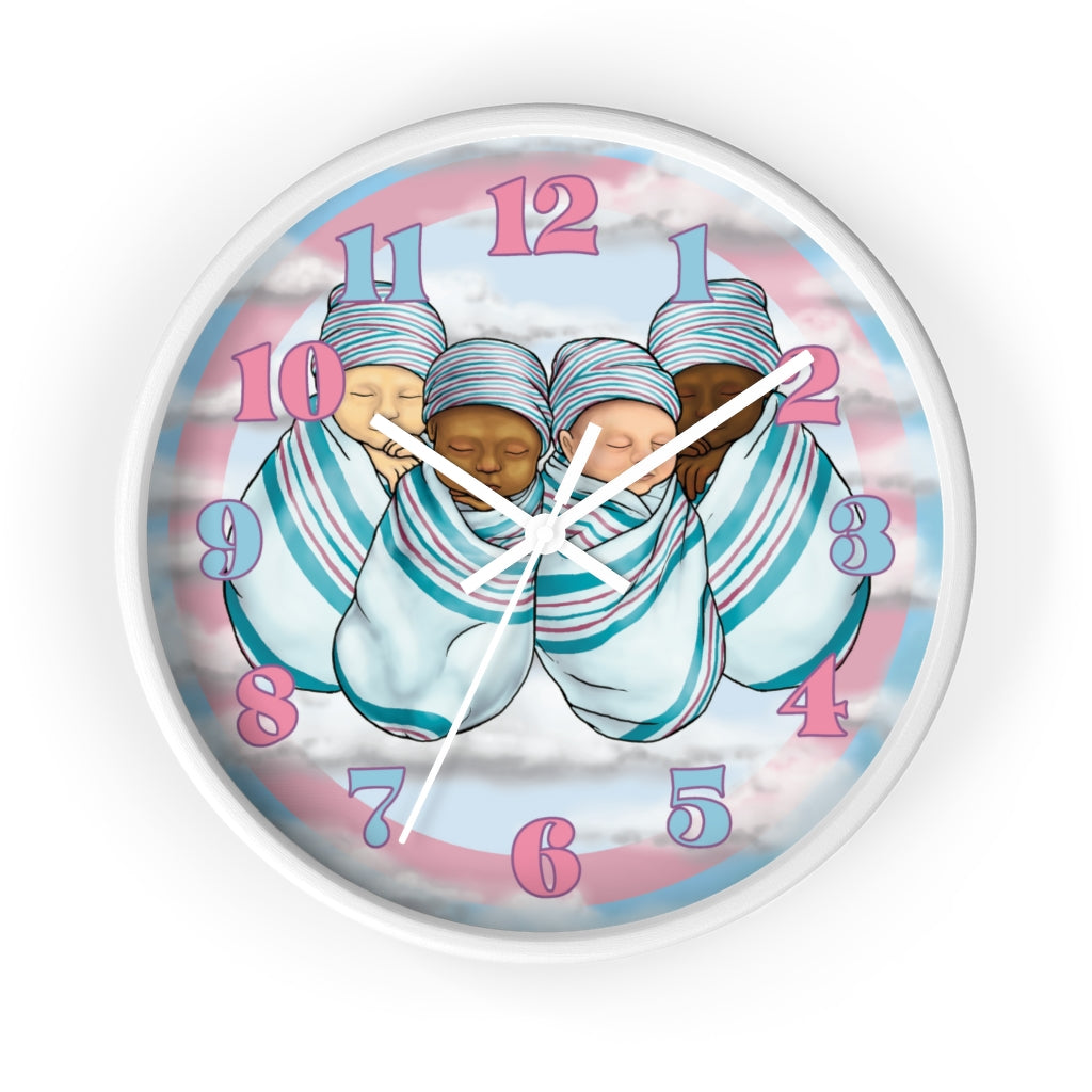 Dreamy 4 Newborn Swaddle Hospital Blanket Baby Burrito Pink and Blue Wall Clock Great for Nursery Child Care Labor and Delivery Nurse Doctor Pediatrician