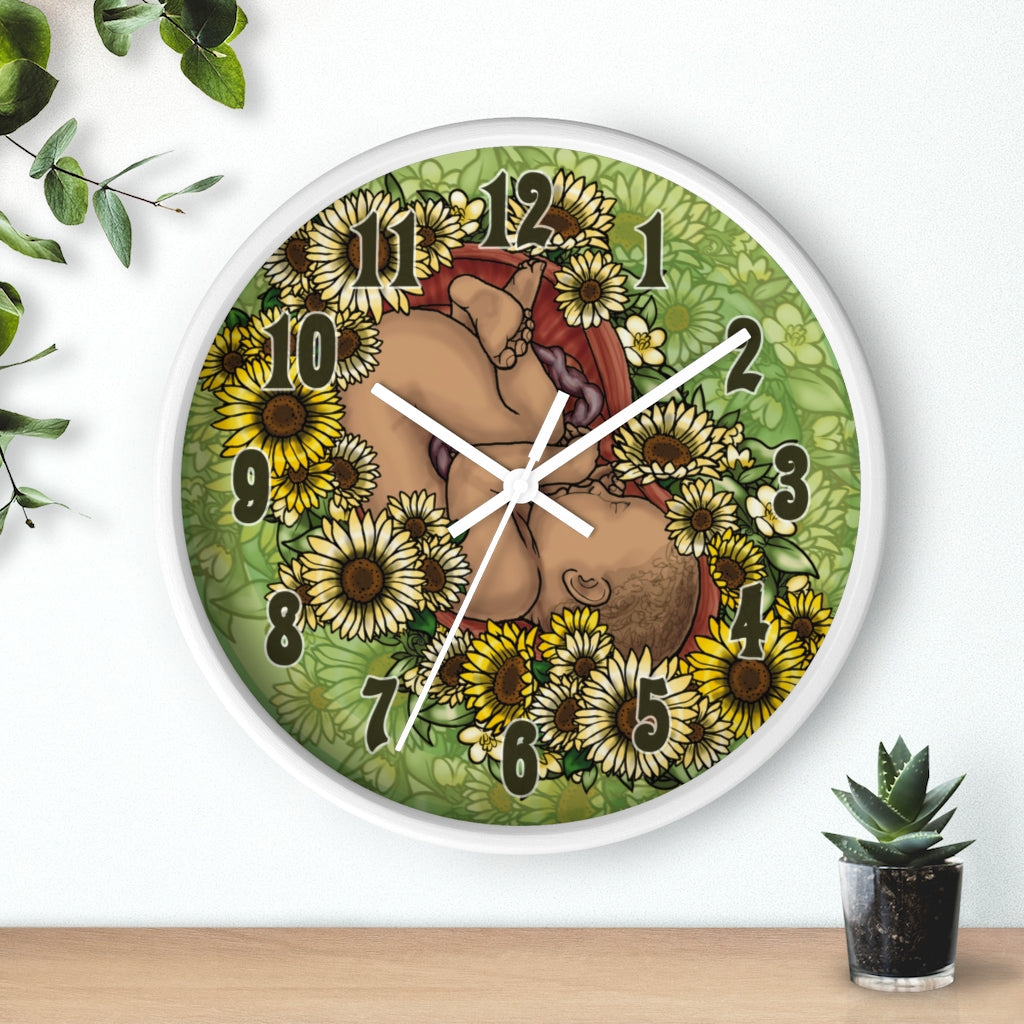 Caramel Sunflower Fetus Precious Growing Life Wall Clock Great for Nursery Child Care Labor and Delivery Nurse Doctor Pediatrician